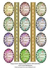 Happy Easter Metallic Doily Captions with Butterflies