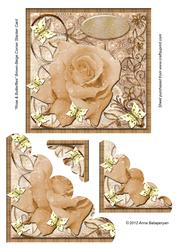 Rose & Butterflies Brown-beige Corner Stacker Card
