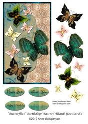 Butterflies Birthday/ Easter/ Thank You Card 2