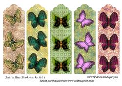 Butterflies Bookmarks Set 1