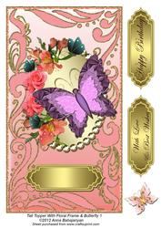 Tall Topper with Floral Frame & Butterfly 1