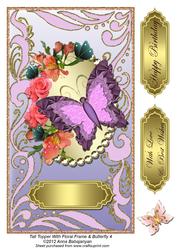 Tall Topper with Floral Frame & Butterfly 4