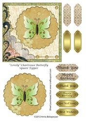 Lovely Chartreuse Butterfly Square Topper
