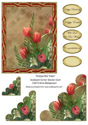 Orange-red Tulips Scalloped Corner Stacker Card