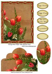 Orange-red Tulips Side Stacker Card