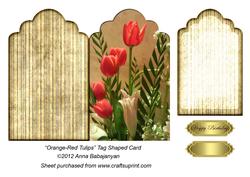 Orange-red Tulips Tag Shaped Card