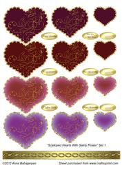 Scalloped Hearts with Swirly Flower Set 1