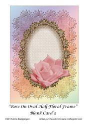 Rose on Oval Half-floral Frame Blank Card 3