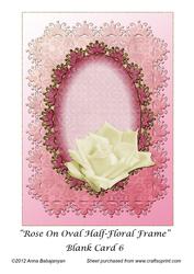 Rose on Oval Half-floral Frame Blank Card 6