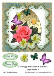 Easter Egg with Flowers & Butterflies Large Topper 1