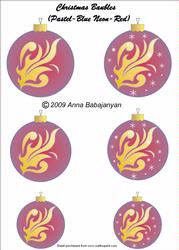 Christmas Baubles ( Pastel-blue Neon-red)