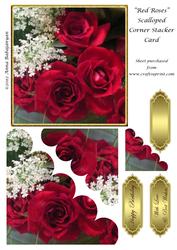 Red Roses Scalloped Corner Stacker Card