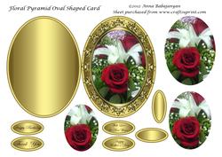 Floral Pyramid Oval Shaped Card