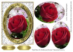 Red Rose in Embossed Frame Pyramid Card 4