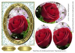 Red Rose in Embossed Frame Pyramid Card 5