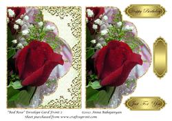 Red Rose Envelope Card Front 2