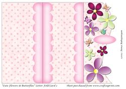 Cute Flowers & Butterflies Letter Fold Card 2