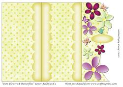 Cute Flowers & Butterflies Letter Fold Card 3
