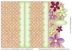 Cute Flowers & Butterflies Letter Fold Card 5