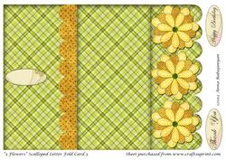 3 Flowers Scalloped Letter Fold Card 3