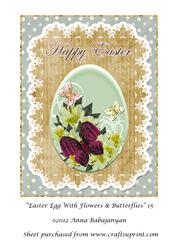 Easter Egg with Flowers & Butterflies 15
