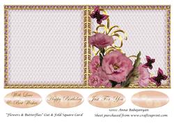 Flowers & Butterflies Cut & Fold Square Card