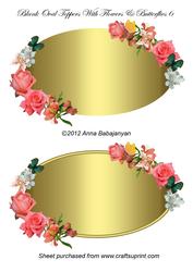 Blank Oval Toppers with Flowers & Butterflies 6