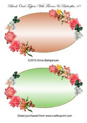 Blank Oval Toppers with Flowers & Butterflies 10