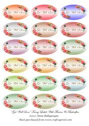 Get Well Soon Fancy Labels with Flowers & Butterflies