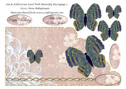 Cut & Fold Corner Card with Butterfly Decoupage 2