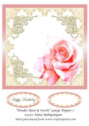 Tender Rose & Swirls Large Topper 1