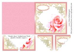 Tender Rose Folded Card with Quadro Stacker Layers 1