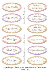 Birthday/ Thank You/ Anniversary/ with Love Labels Set
