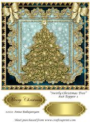 Swirly Christmas Tree 8x8 Topper 1