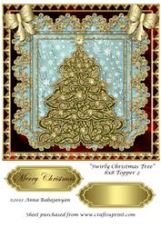 Swirly Christmas Tree 8x8 Topper 2