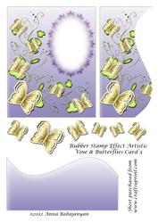 Rubber Stamp Effect Artistic Vine & Butterflies Card 3