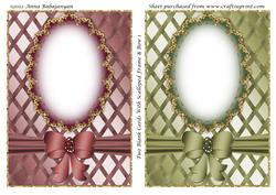 Two Blank Cards with Scalloped Frame & Bow 1