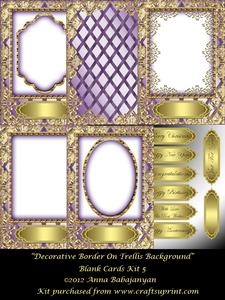 Decorative Border on Trellis Background Blank Cards Kit 5
