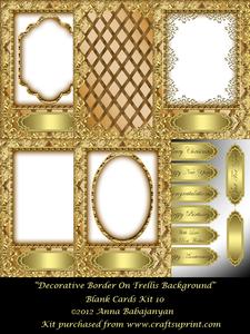 Decorative Border on Trellis Background Blank Cards Kit 10