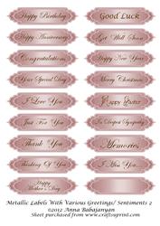 Metallic Labels with Various Greetings/ Sentiments 2