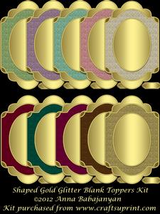 Shaped Gold Glitter Blank Toppers Kit