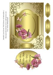 Metallic Card Front with Flowers & Butterflies 1