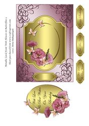 Metallic Card Front with Flowers & Butterflies 3