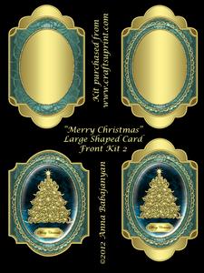 Merry Christmas Large Shaped Card Front Kit 2