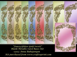 Fancy Glitter Gold Swirls Blank Metallic Card Bases Kit