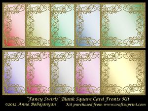 Fancy Swirls Blank Square Card Fronts Kit