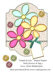 Simple & Cute Shaped Topper with Flowers & Tag 3