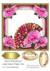 Fan & Pink Flowers Large Square Topper 7(4)
