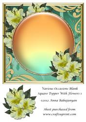 Various Occasions Blank Square Topper with Flowers 1