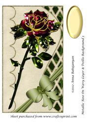 Metallic Rose on Wavy Layer & Trellis Background 3